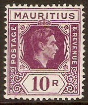 Mauritius 1938 10r Reddish purple. SG263.