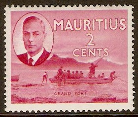 Mauritius 1950 2c Rose-carmine. SG277.