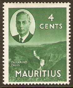Mauritius 1950 4c Green. SG279.