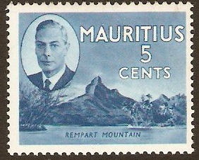 Mauritius 1950 5c Blue. SG280.