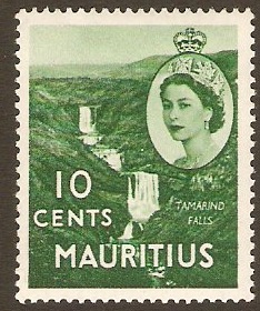 Mauritius 1953 10c Bluish green. SG297.