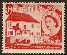 Mauritius 1953 15c Scarlet. SG298.