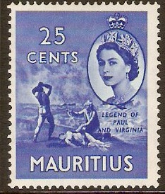 Mauritius 1953 25c Bright ultramarine. SG300.