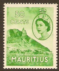 Mauritius 1953 50c Bright green. SG302.