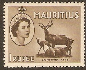 Mauritius 1953 1r Deep grey-brown. SG303a.
