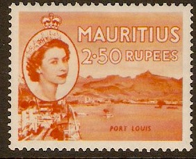Mauritius 1953 2r.50 Orange. SG304.