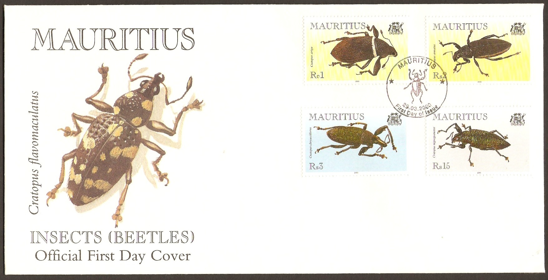 Mauritius 2000 Beetles Series FDC.