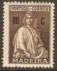 Madeira 1928 80c Sepia. SG160
