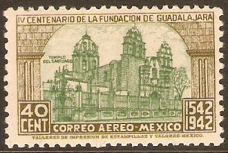 Mexico 1942 40c Green and olive. SG698.