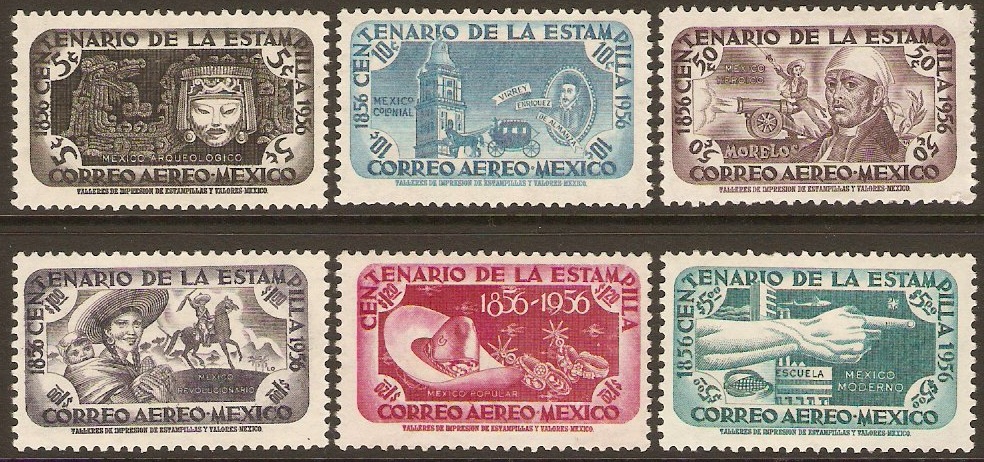 Mexico 1956 Stamp Centenary Set. SG937-SG942.