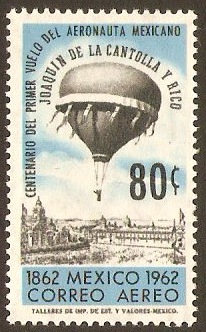 Mexico 1962 Baloon Flight Anniversary Stamp. SG1010.