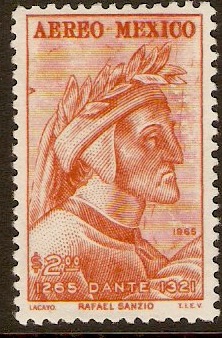 Mexico 1965 Dante Anniversary Stamp. SG1100.