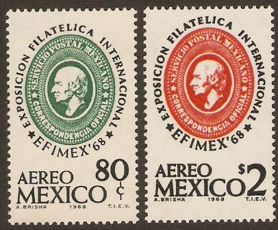 Mexico 1968 Stamp Exhibition Set. SG1156-SG1157.