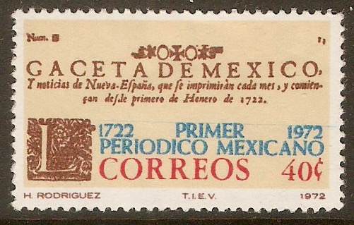 Mexico 1972 40c Newspaper Anniversary. SG1251.