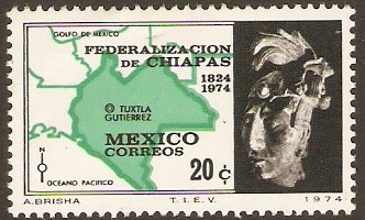 Mexico 1974 Chiapas Union Stamp. SG1312.