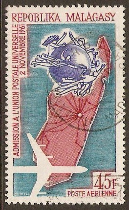 Malagassy 1963 45f UPU Admission Anniversary Stamp. SG69.