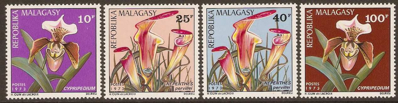Malagassy 1973 Orchids Stamps Set. SG254-SG257.
