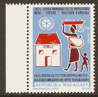 Malagassy 1974 25f World Population Year Stamp. SG275.