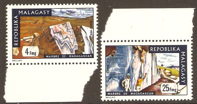 Malagassy 1974 Marble Industry Stamps Set. SG284-SG285.