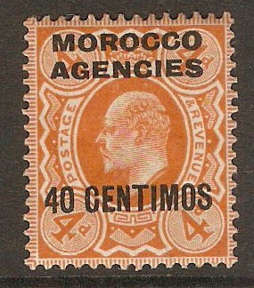 Morocco Agencies 1907 40c on 4d Pale orange. SG118.