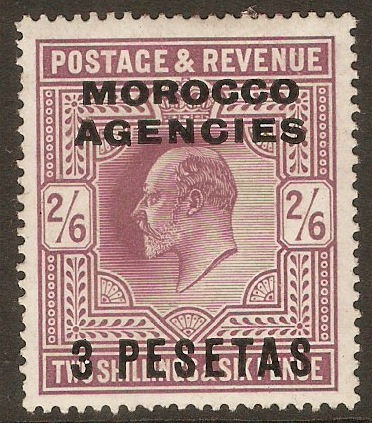 Morocco Agencies 1907 3p on 2s.6d Pale dull purple. SG121.