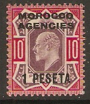 Morocco Agencies 1907 1p on 10d Dull purple and carmine. SG120.