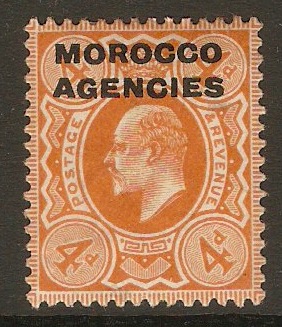 Morocco Agencies 1907 4d Orange-red. SG35a.