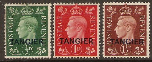 Tangier 1937 George VI Definitives Set. SG245-SG247.