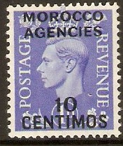 Morocco Agencies 1951 10c on 1d Light ultramarine. SG183.