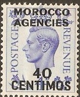 Morocco Agencies 1951 40c on 4d Light ultramarine. SG186.