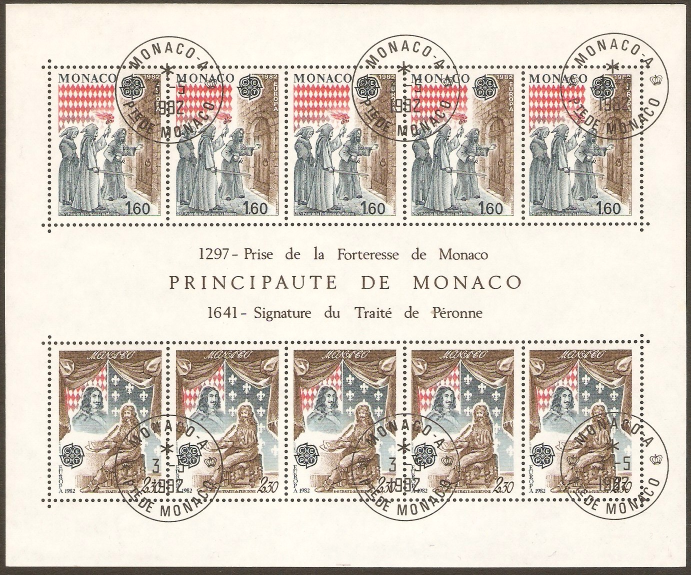 Monaco 1982 Europa Stamps Sheet. SGMS1567.