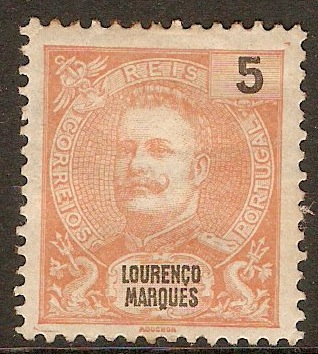 Lourenco Marques 1898 5r Orange-red. SG38.