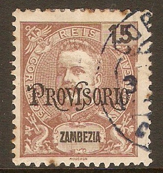 Zambezia 1902 15r Chocolate. SG51.