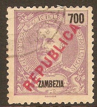 Zambezia 1917 700r Mauve on yellow. SG115.