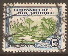 Mozambique Company 1937 5c Yellowish green and dull ultramarine.