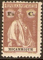 Mozambique 1919 1c Chocolate. SG268.