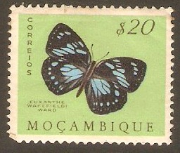 Mozambique 1953 20c Butterfly and Moth Series. SG474.