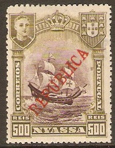 Nyassa Company 1911 500r Violet and olive. SG64.