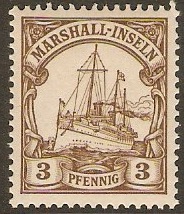 Marshall Islands 1901 3pf Brown. SGG11.