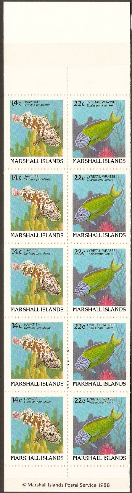 Marshall Islands 1988 Fish Series Stamp Booklet. SG149-SG152.