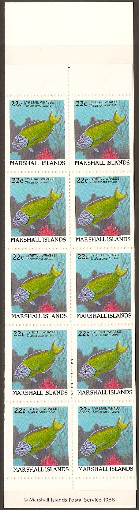 Marshall Islands 1988 Fish Series Stamp Booklet. SG152.