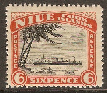 Niue 1932 6d Black and red-orange. SG67.