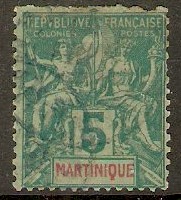 Martinique 1892 5c Green on pale green. SG36.