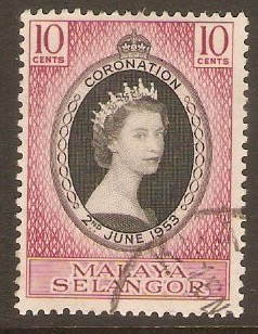 Selangor 1953 10c Coronation Stamp. SG115.