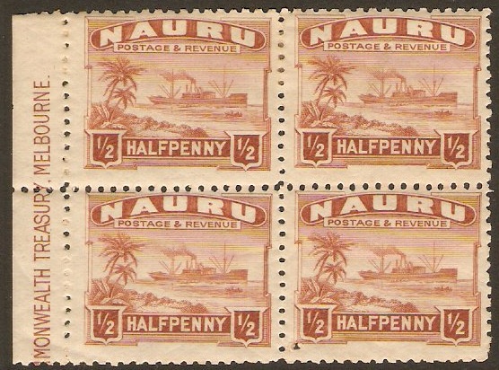 Nauru 1924 d Chestnut. SG26A.