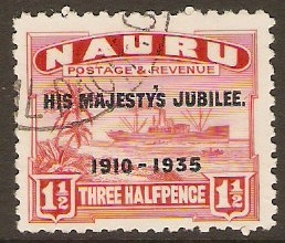 Nauru 1935 1d Scarlet Silver Jubilee Series. SG40.