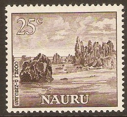Nauru 1966 25c Deep brown. SG75