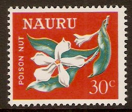 Nauru 1966 30c Poison Nut stamp. SG76