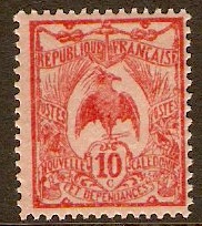 New Caledonia 1922 10c Red on rose. SG114.