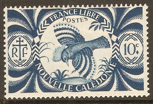 New Caledonia 1942 10c Blue - Free French series. SG268.